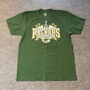 Green Bay Packers Super Bowl XLV Team Roster Reebok T-Shirt Size L